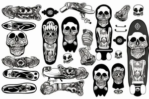 Skeleton on skateboard tattoo idea