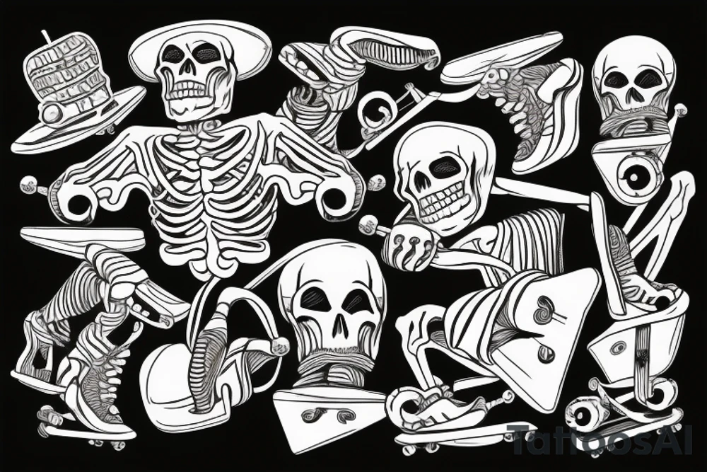 Skeleton on skateboard tattoo idea