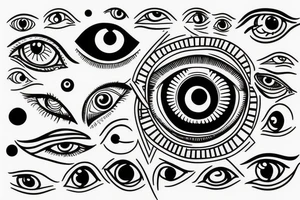 All seeing eye with unique eyeball and symmetrical background tattoo idea
