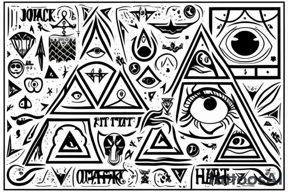 Dark magic ouija pyramid with eye tattoo idea