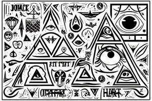 Dark magic ouija pyramid with eye tattoo idea