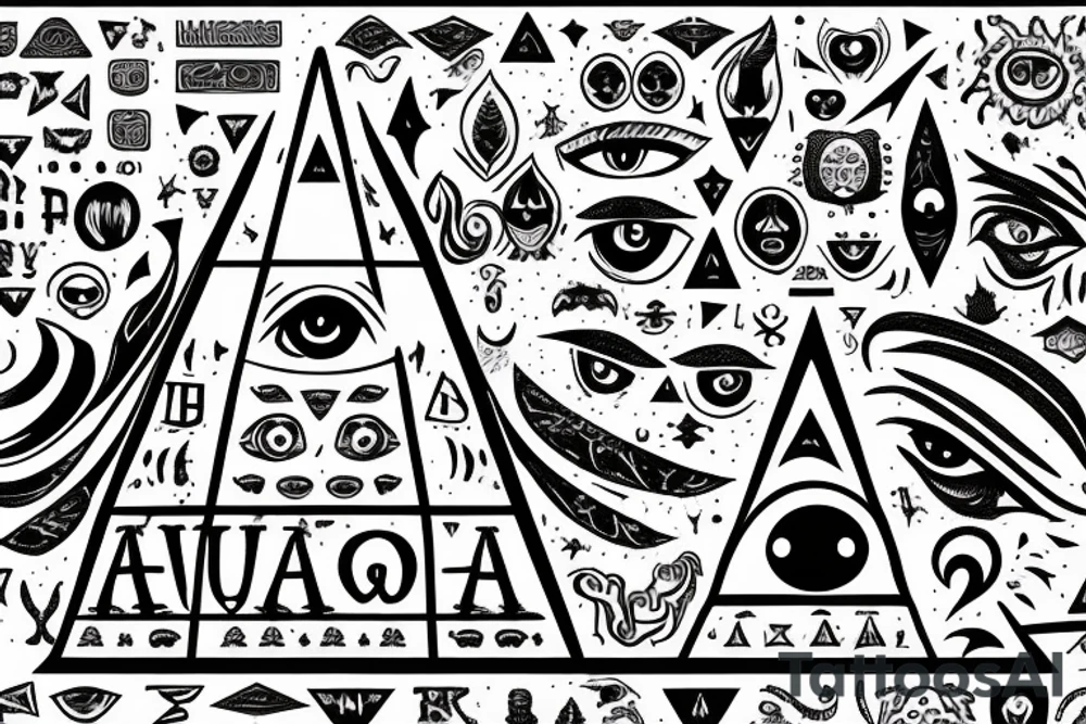 Dark magic ouija pyramid with eye tattoo idea