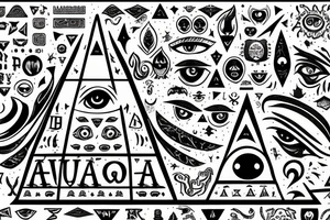 Dark magic ouija pyramid with eye tattoo idea