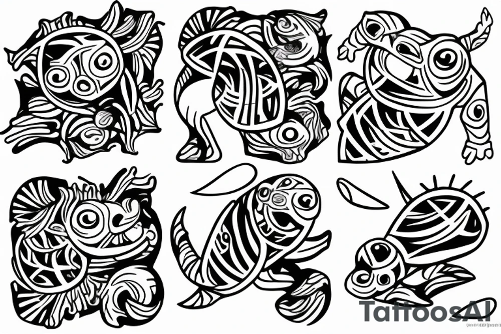 Axolotl surrounded by geometric art tattoo idea