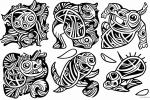 Axolotl surrounded by geometric art tattoo idea