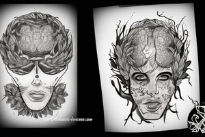 La creación de Miguel Ángel con un Cerebro y neuronas haciendo sinapsis tattoo idea
