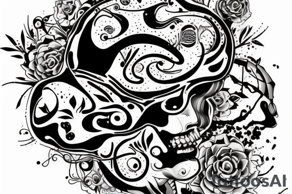 La creación con un Cerebro y neuronas haciendo sinapsis tattoo idea