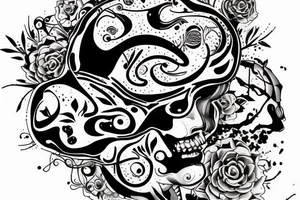 La creación con un Cerebro y neuronas haciendo sinapsis tattoo idea