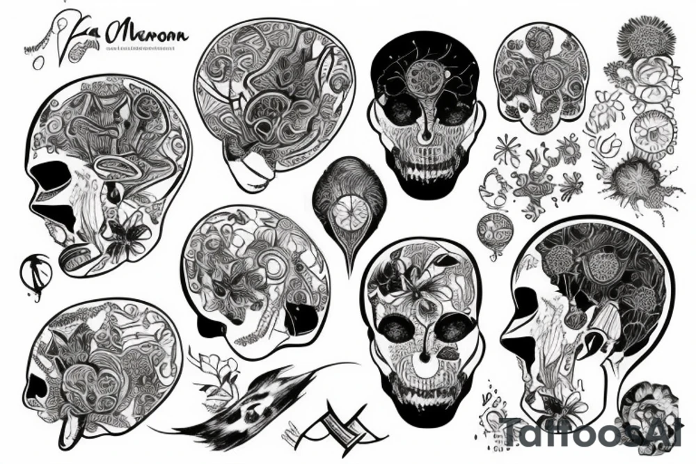 La creación con un Cerebro y neuronas haciendo sinapsis tattoo idea