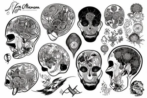 La creación con un Cerebro y neuronas haciendo sinapsis tattoo idea