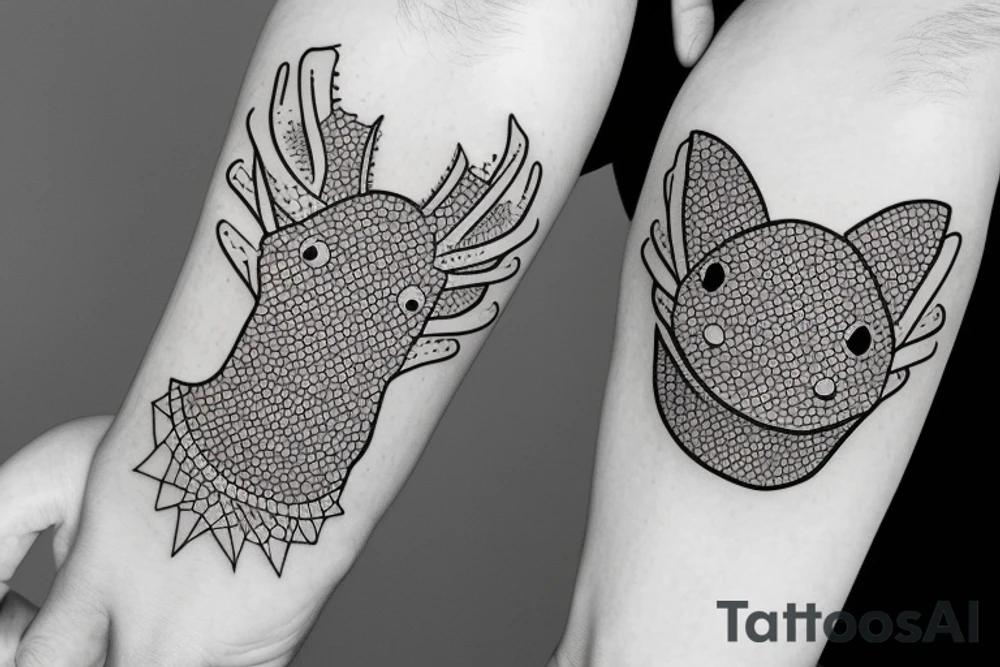 Axolotl with some geometrical forms tattoo idea