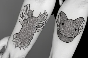 Axolotl with some geometrical forms tattoo idea