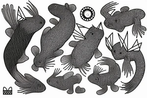 Axolotl with some geometrical forms tattoo idea