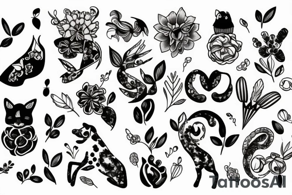 energy floral animal tattoo idea