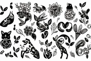 energy floral animal tattoo idea