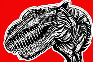 Chrome T-Rex holding a fire sword tattoo idea