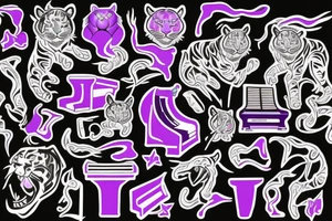 Purple Tiger playing the piano tattoo idea