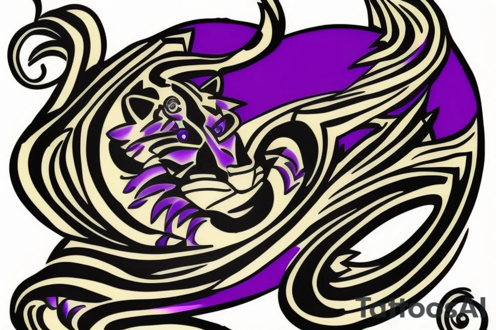 Purple Tiger playing the piano tattoo idea