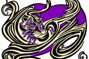 Purple Tiger playing the piano tattoo idea