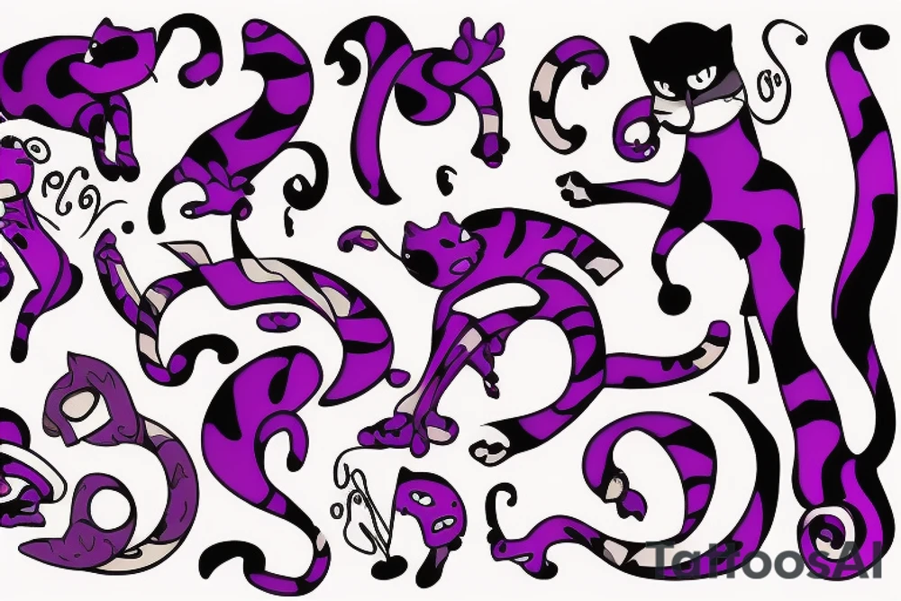 Purple Tiger playing the piano tattoo idea