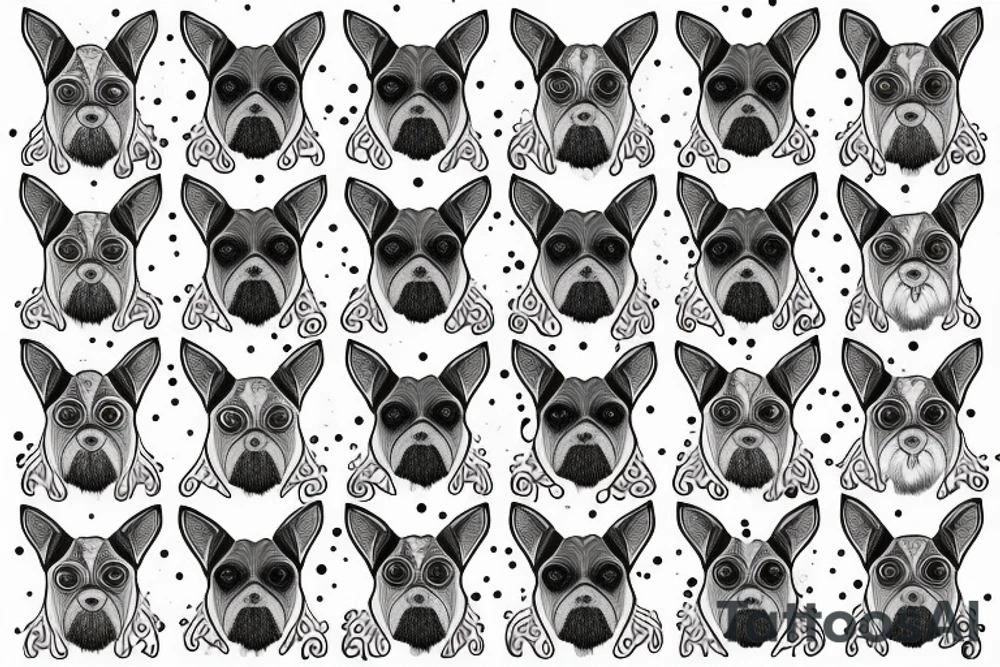 Black schnauzer mandala neurons tattoo idea