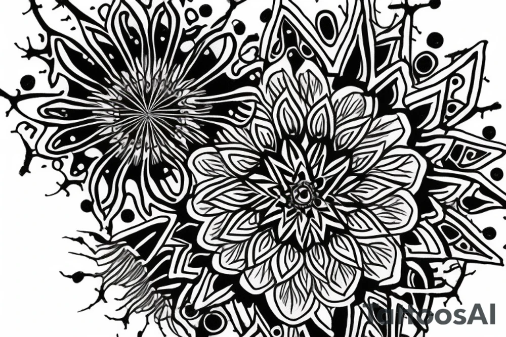Black schnauzer mandala neurons tattoo idea