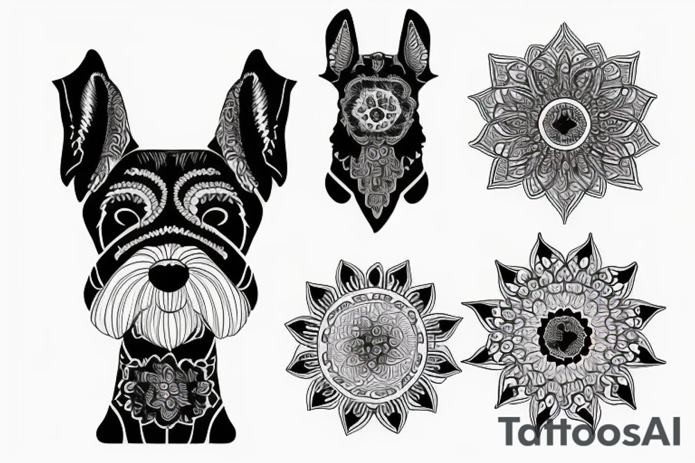 Black schnauzer mandala tattoo idea