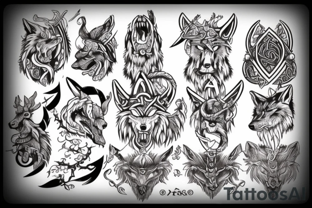 Viking wolf rune tattoo idea
