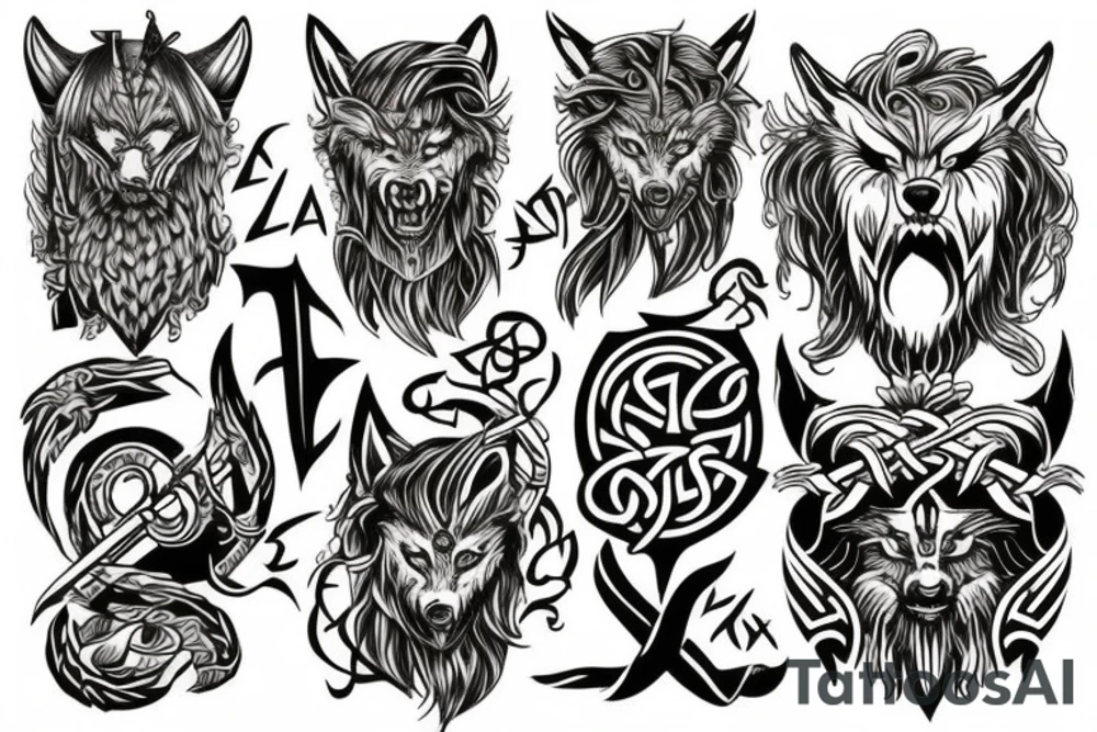 Viking wolf rune tattoo idea