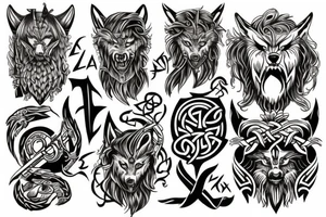 Viking wolf rune tattoo idea