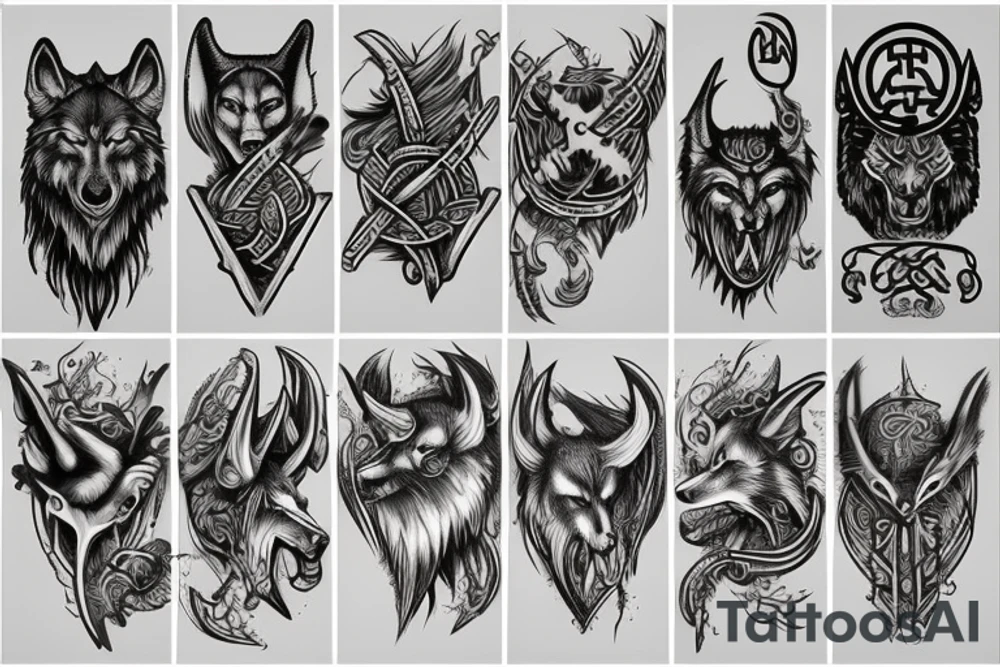 Viking wolf rune tattoo idea