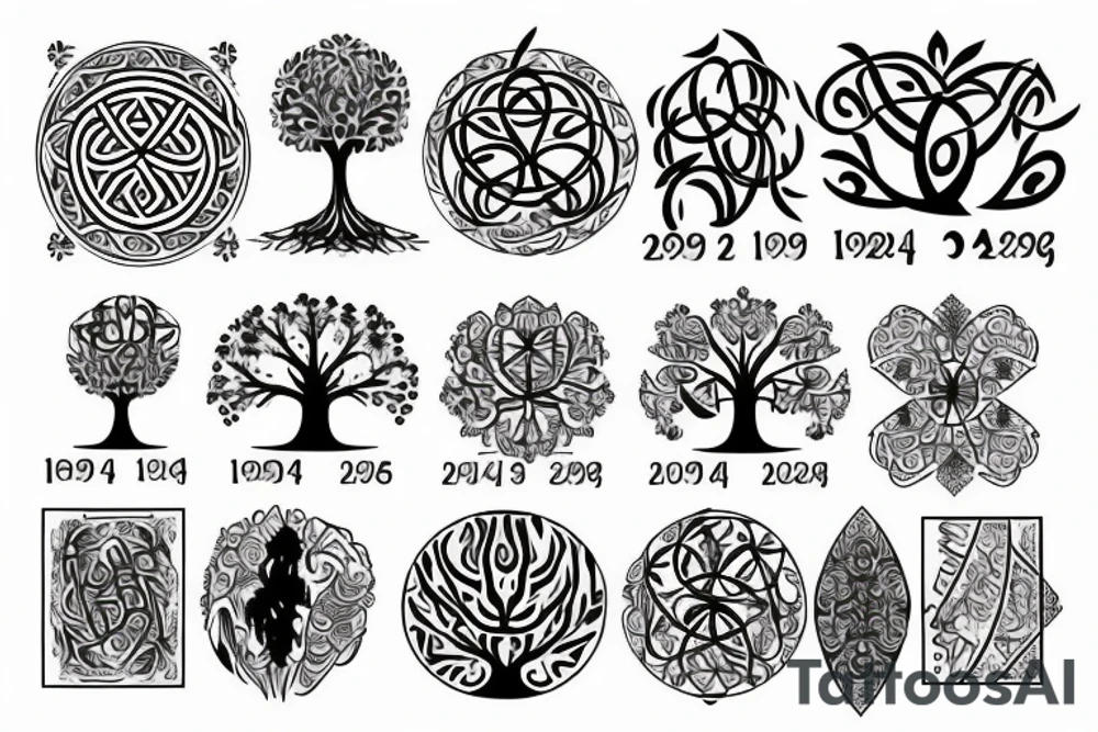 Tree of life with magical numbers. tattoo idea