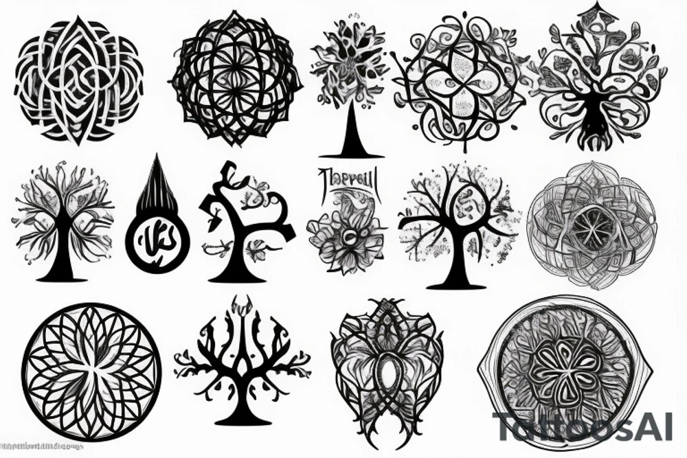 Spiritual word tree of life tattoo idea