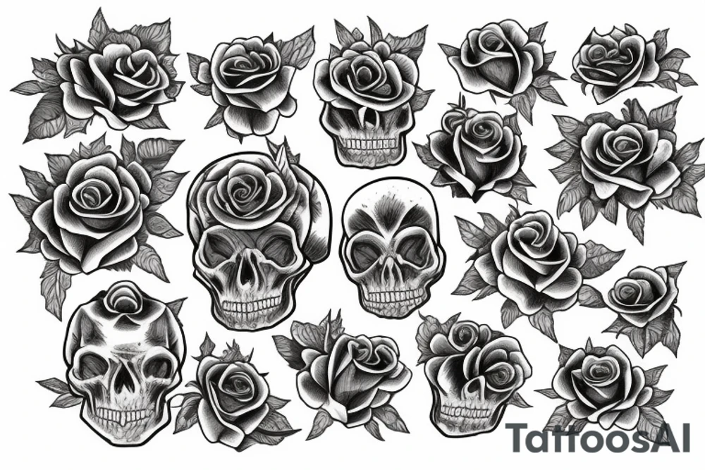 roses skulls and tomestones tattoo idea