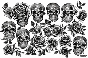 roses skulls and tomestones tattoo idea