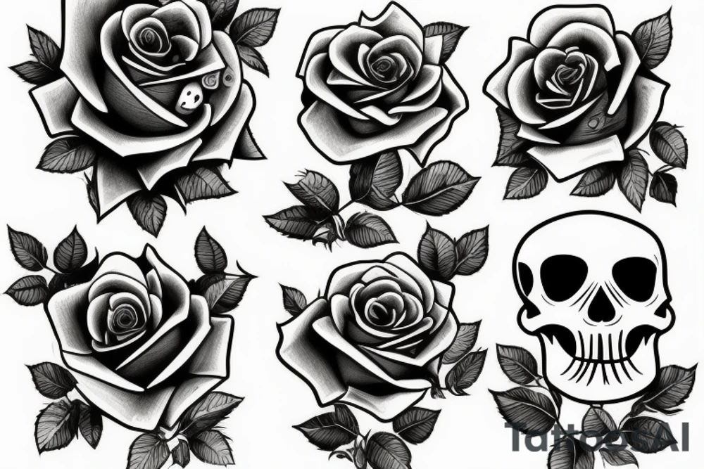 roses skulls and tombstones tattoo idea