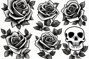 roses skulls and tombstones tattoo idea