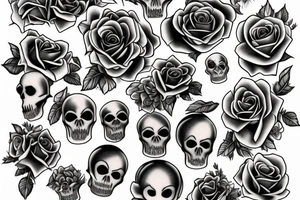 roses skulls and tombstones tattoo idea