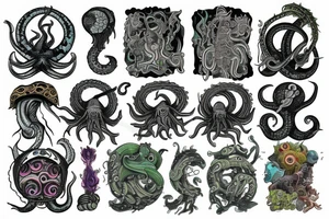 Psychedelic space kraken tattoo idea