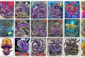 Psychedelic space kraken tattoo idea