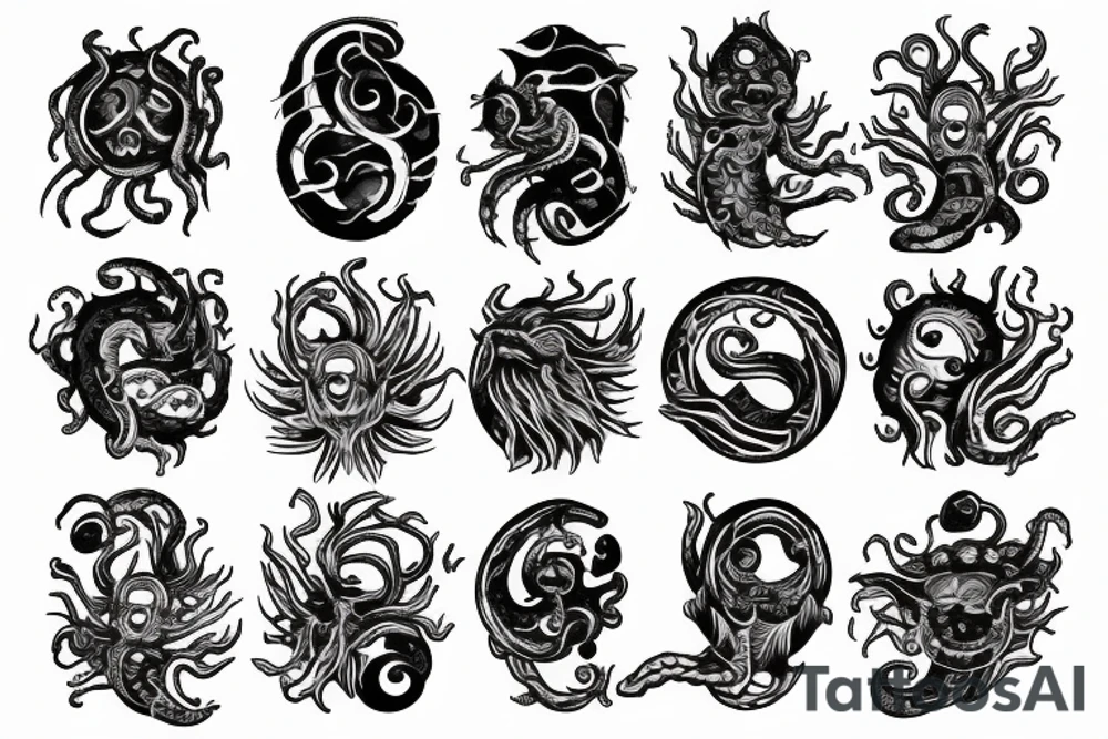 Psychedelic space kraken tattoo idea