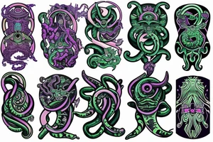 Psychedelic space kraken tattoo idea