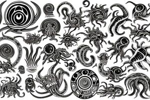 Psychedelic space kraken tattoo idea