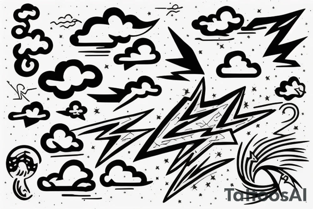 Lightning coming from a cloud spreading out tattoo idea Lightning coming from a cloud spreading out tattoo idea