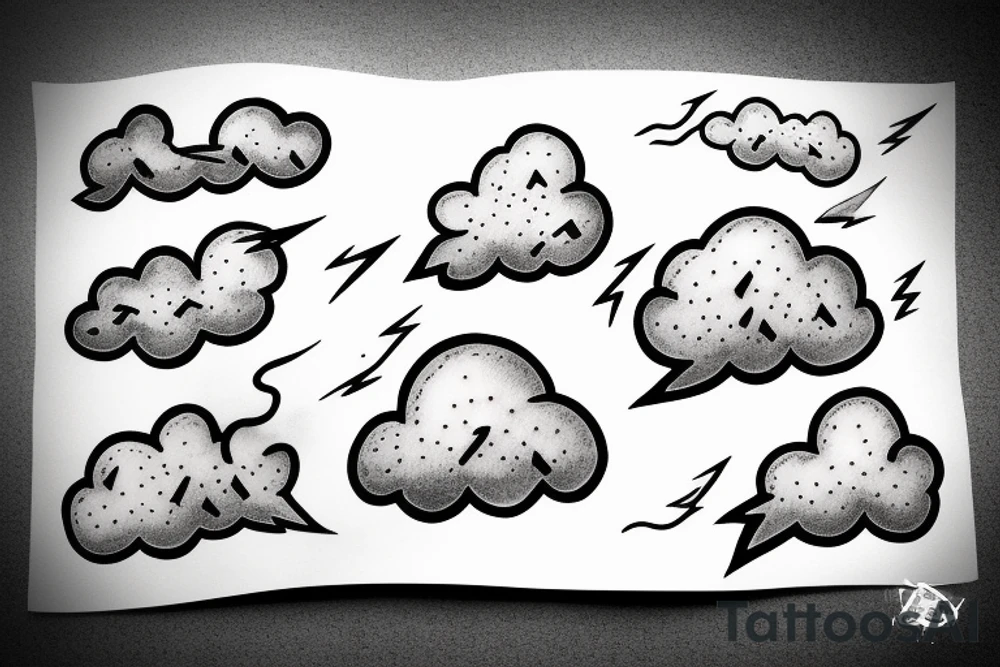 Lightning coming from a cloud spreading out tattoo idea