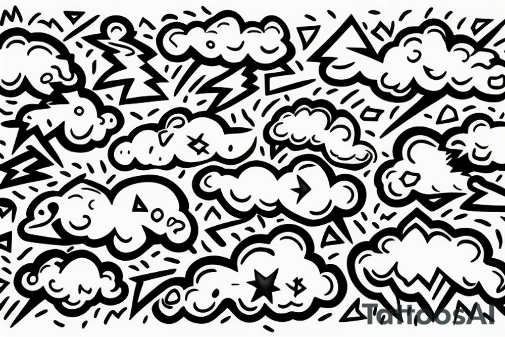 Lightning coming from a cloud spreading out tattoo idea