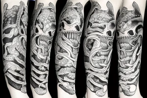 sea monster with skeleton limbs tattoo idea