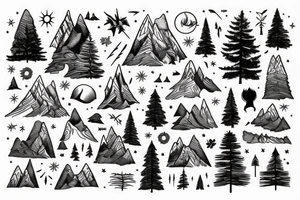 forest,moutains, light, day tattoo idea