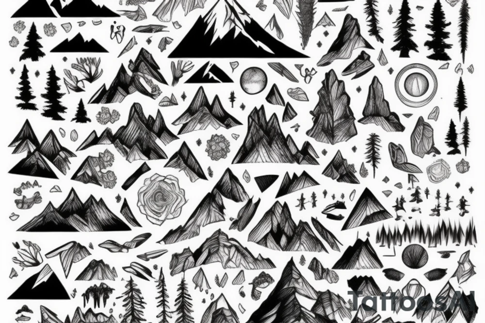 forest,moutains, light, day tattoo idea