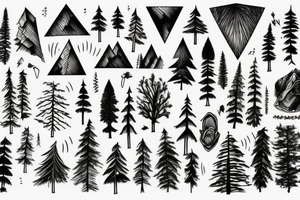 forest, mountains, light, day tattoo idea